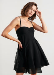 Off Shoulder Flowy Chiffon Cami Mini Dress