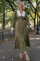 Collar Waist Cinched Stylish Floral Dress