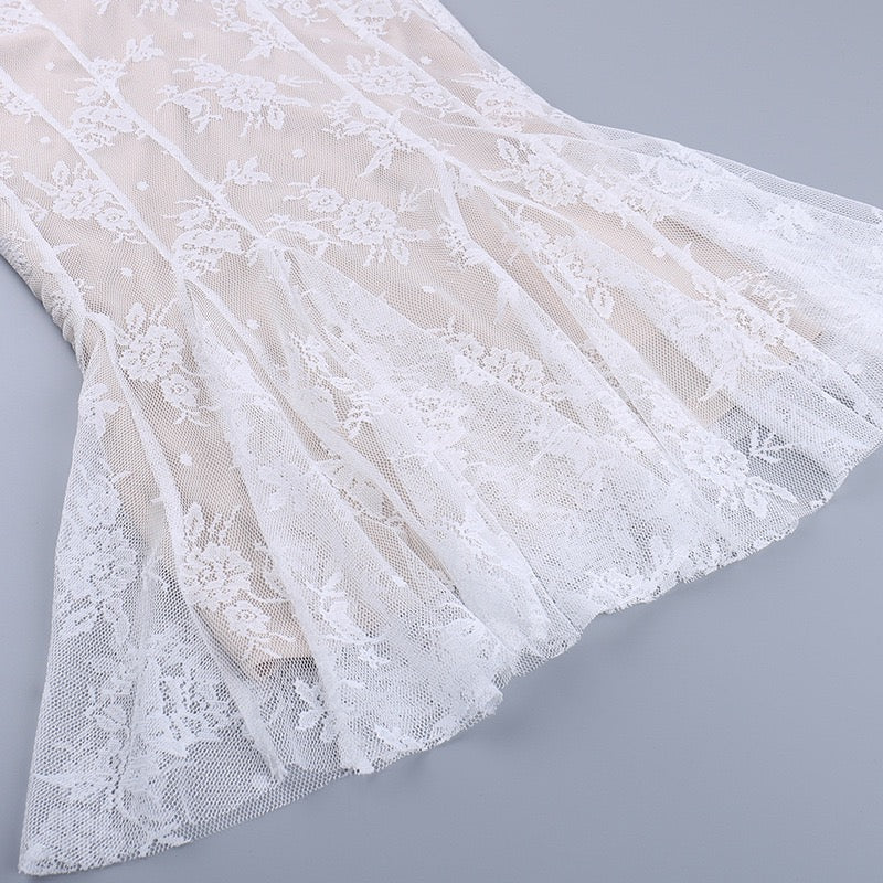 Sheer Lace Fishtail Gown