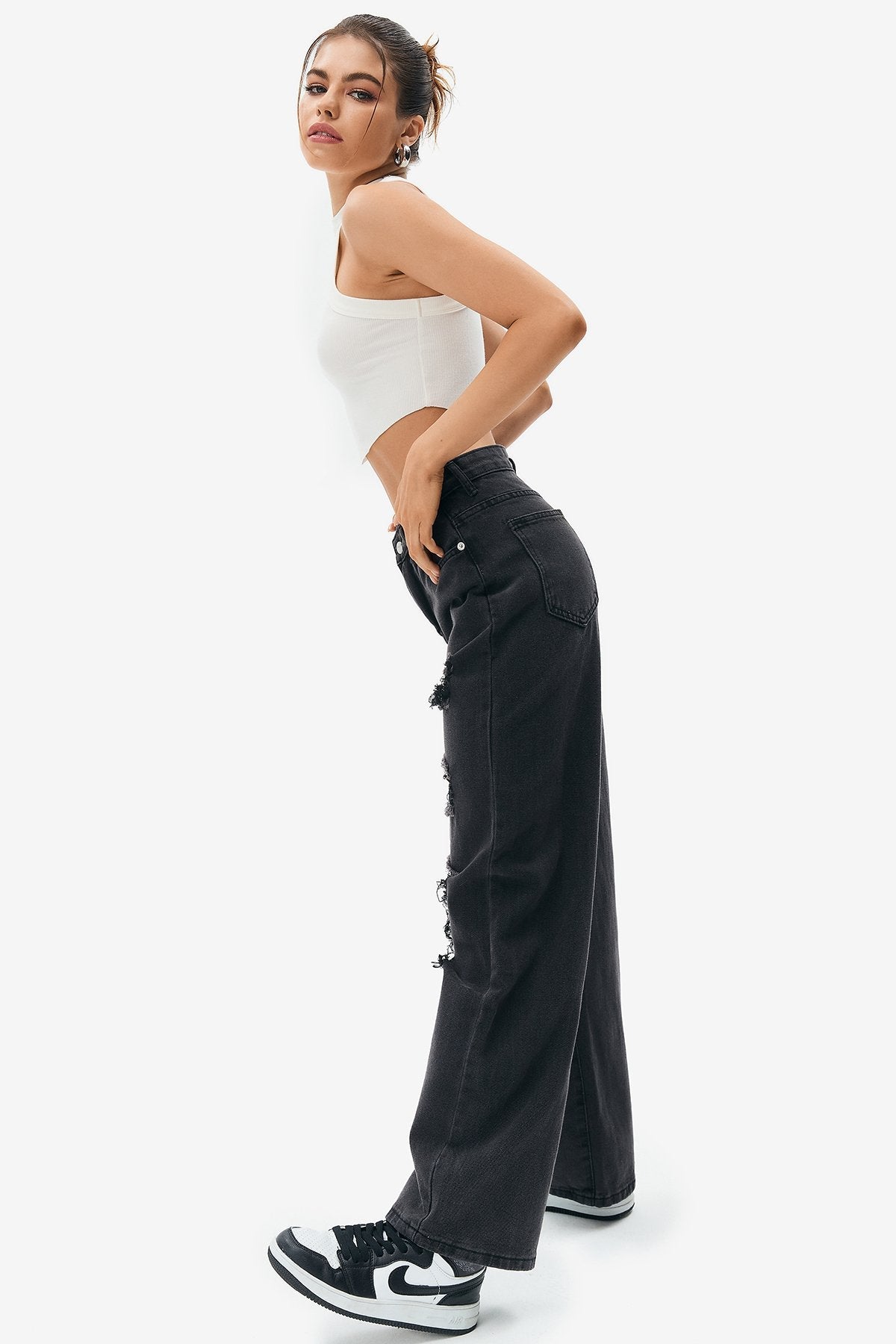 Racerback Curved Hem Crop Tank Top