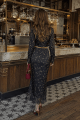 Floral Tie Waist Crop Top Split Bodycon Skirt Two Piece Set