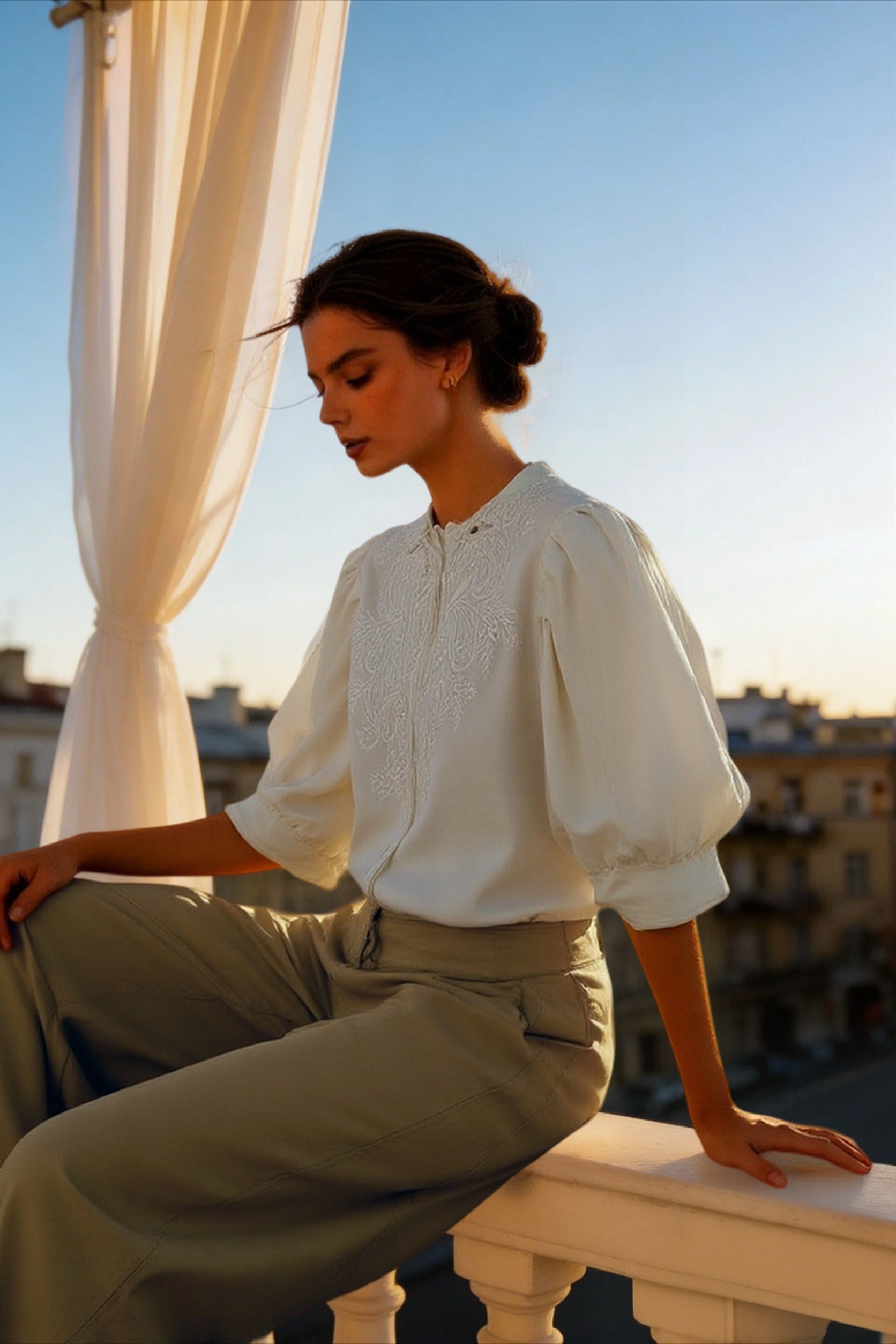 Unique Embroidered Sheer Blouse