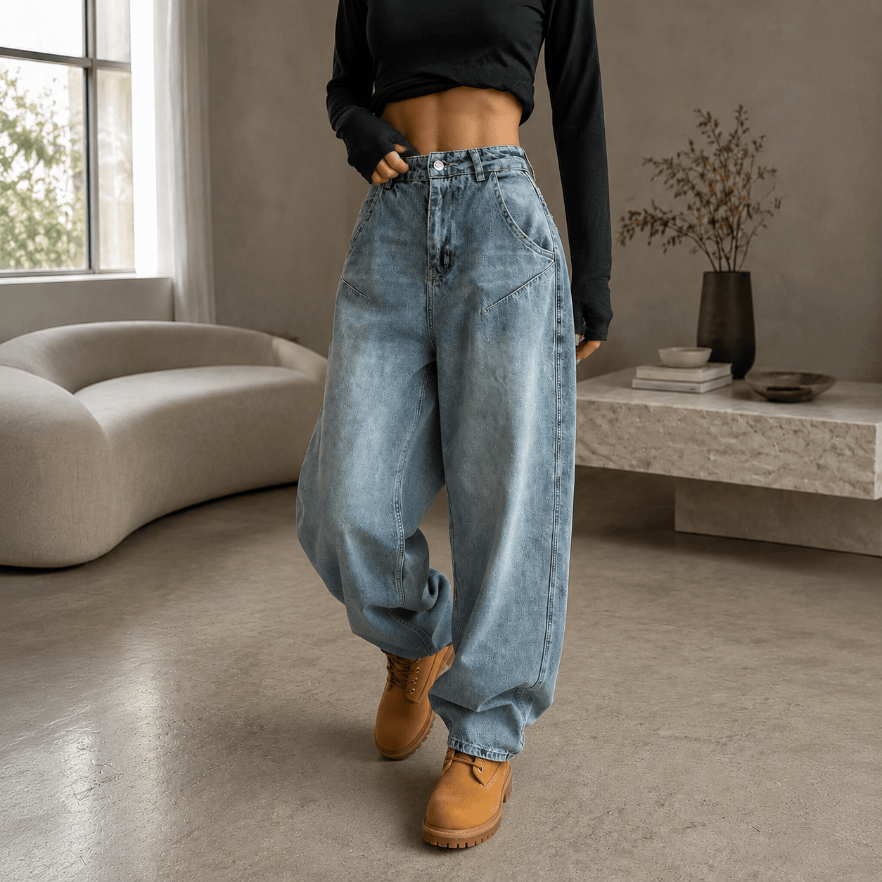 Vintage Low Rise Washed Jeans