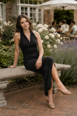 Sleeveless V-Neck Split Midi Dress