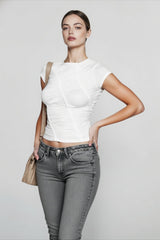 Shirred Crop Fitted T-shirts