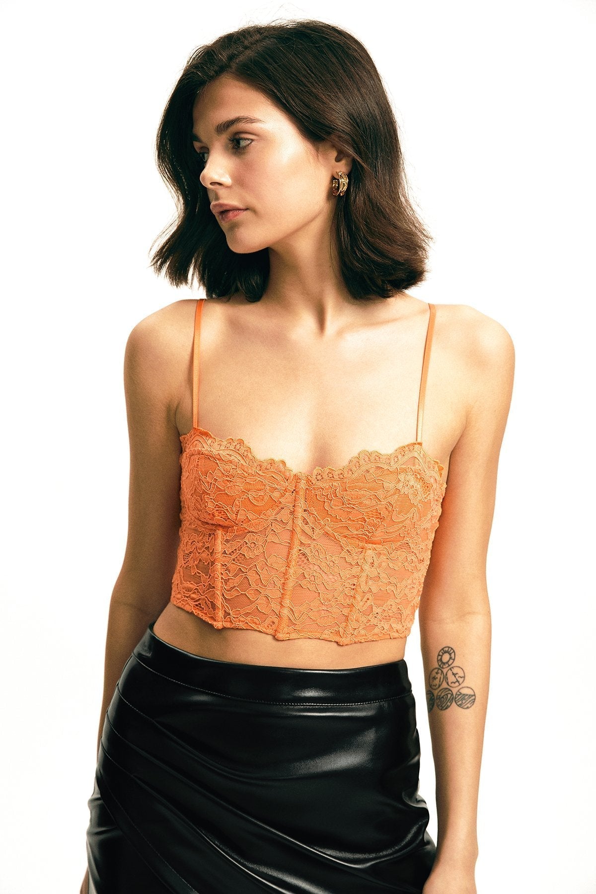 Floral Lace Plunging Neck Boning Backless Crop Top