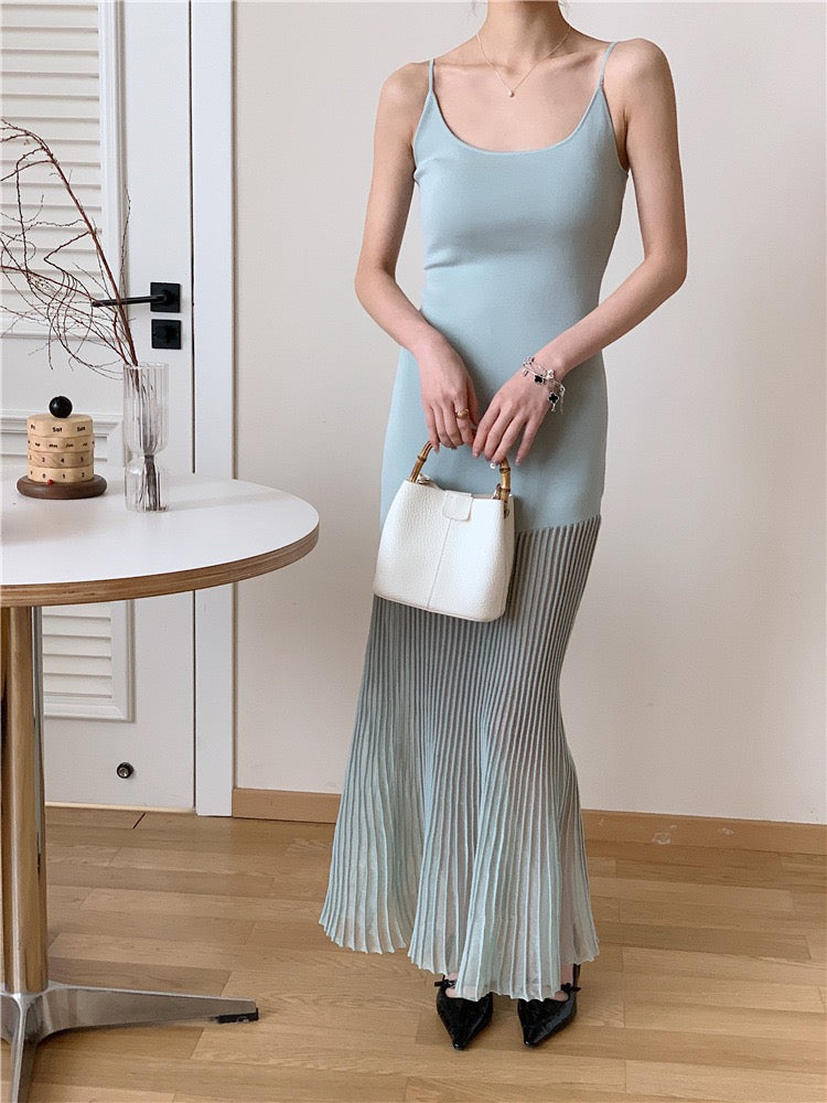 Patchwork Cami Long Sweater Dress