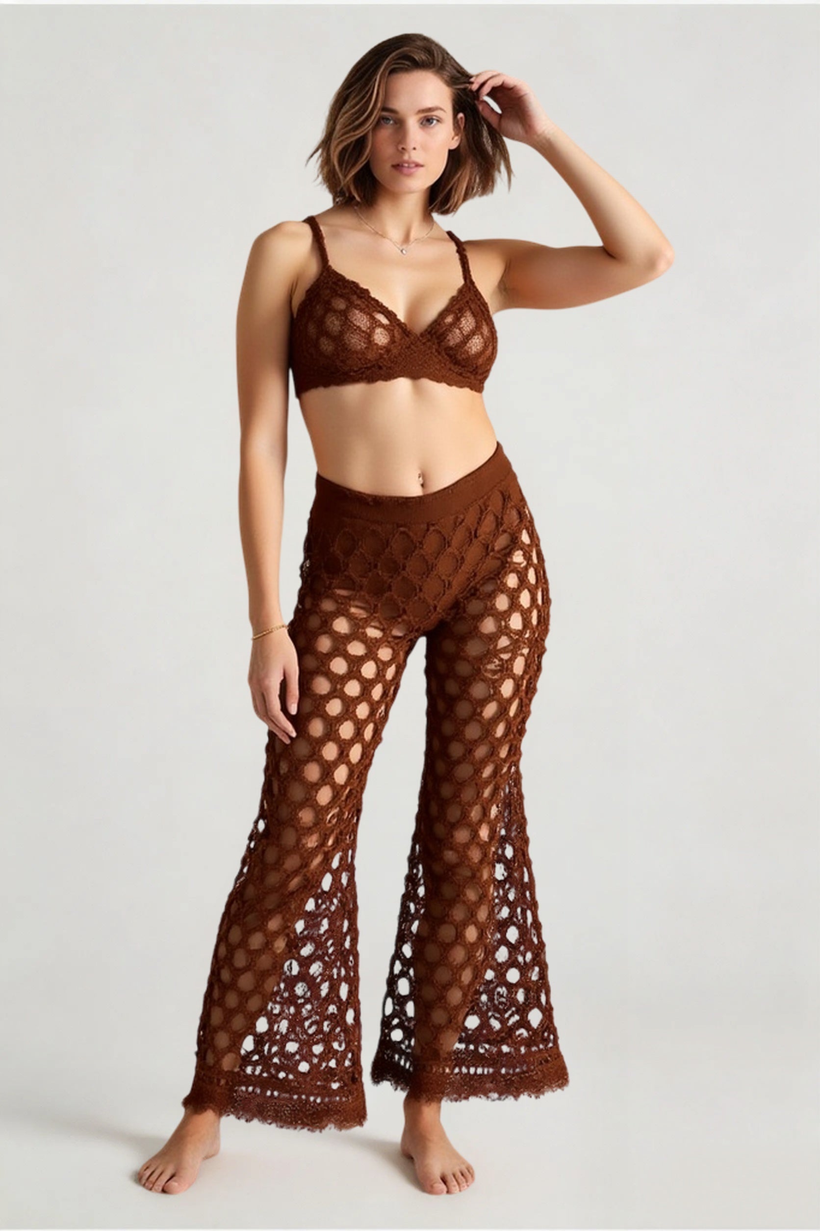 Push Up Bikini Set with Linen Three Piece Swimsuit