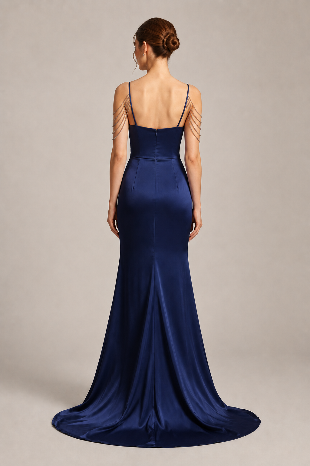Satin Spaghetti Strap Mermaid Party Dress