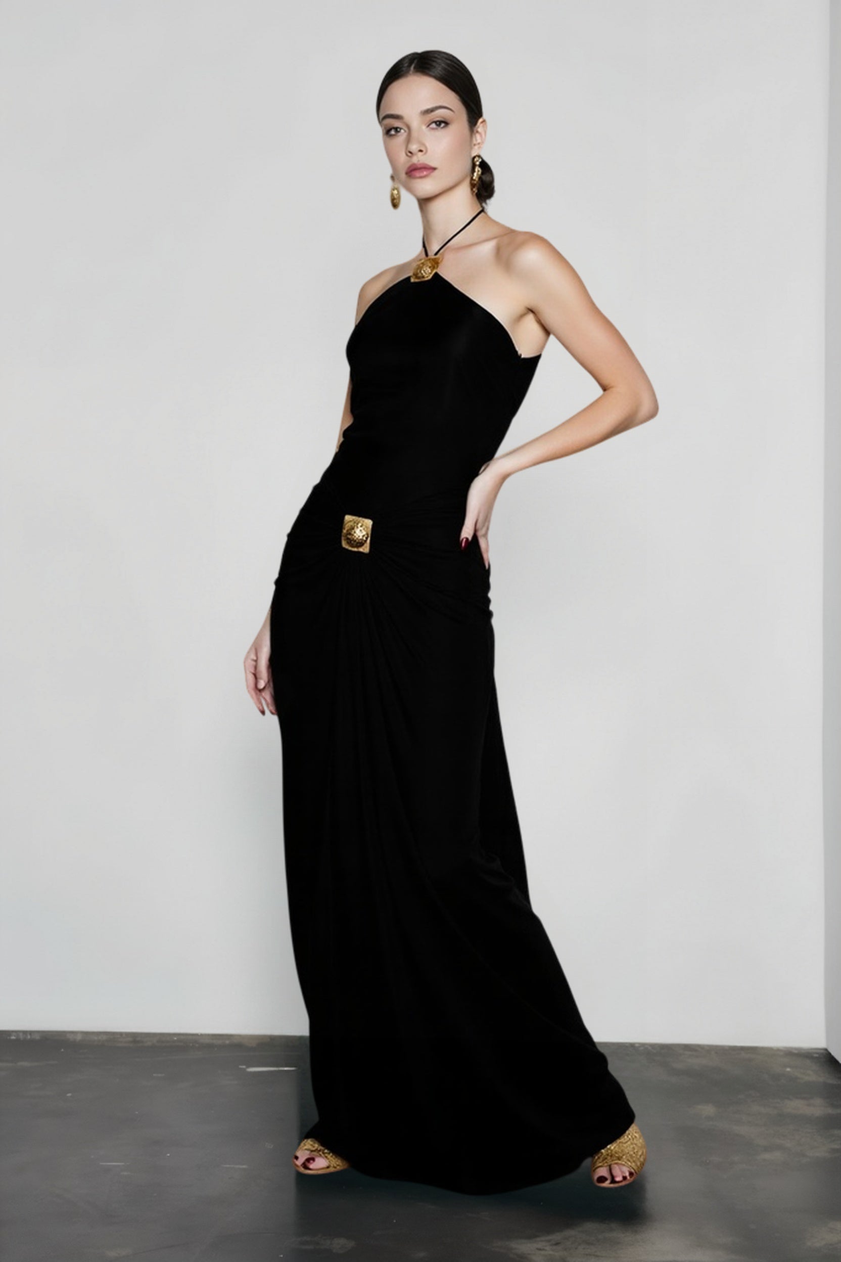 Halter Neck Ruched Bodycon Vacation Dress