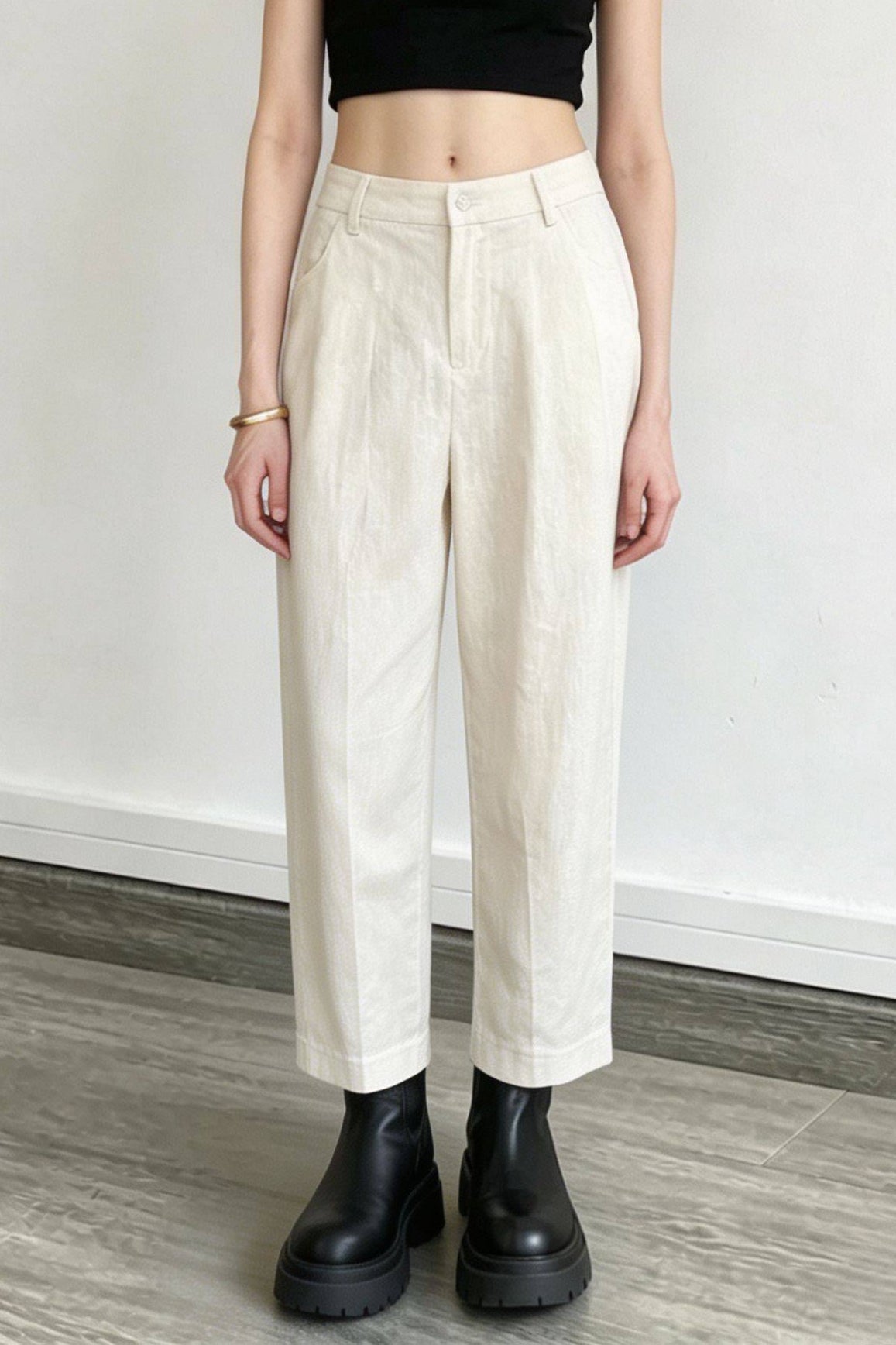 Linen Relaxed Cropped Pants
