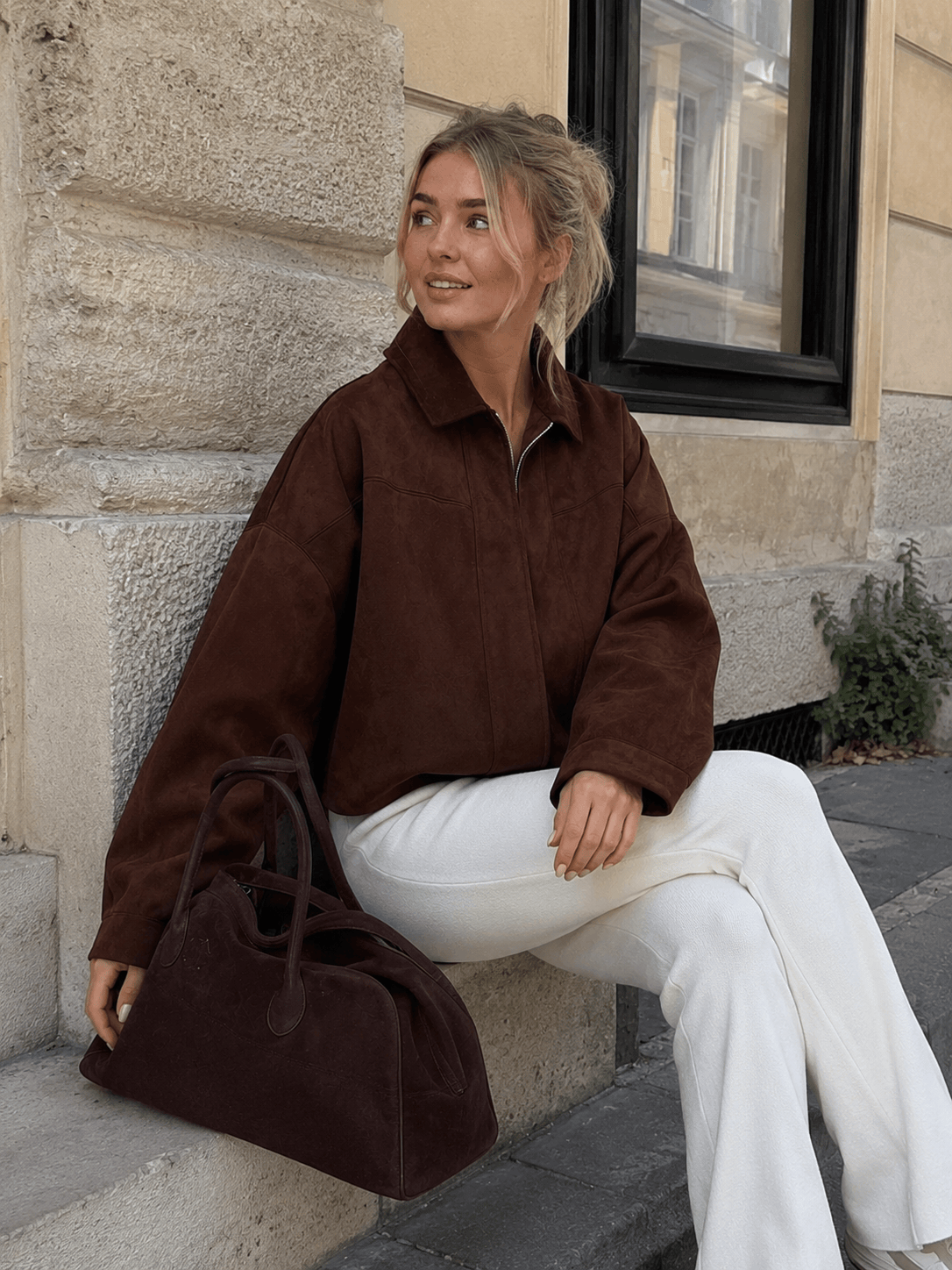 Short Suede Blazer Jacket