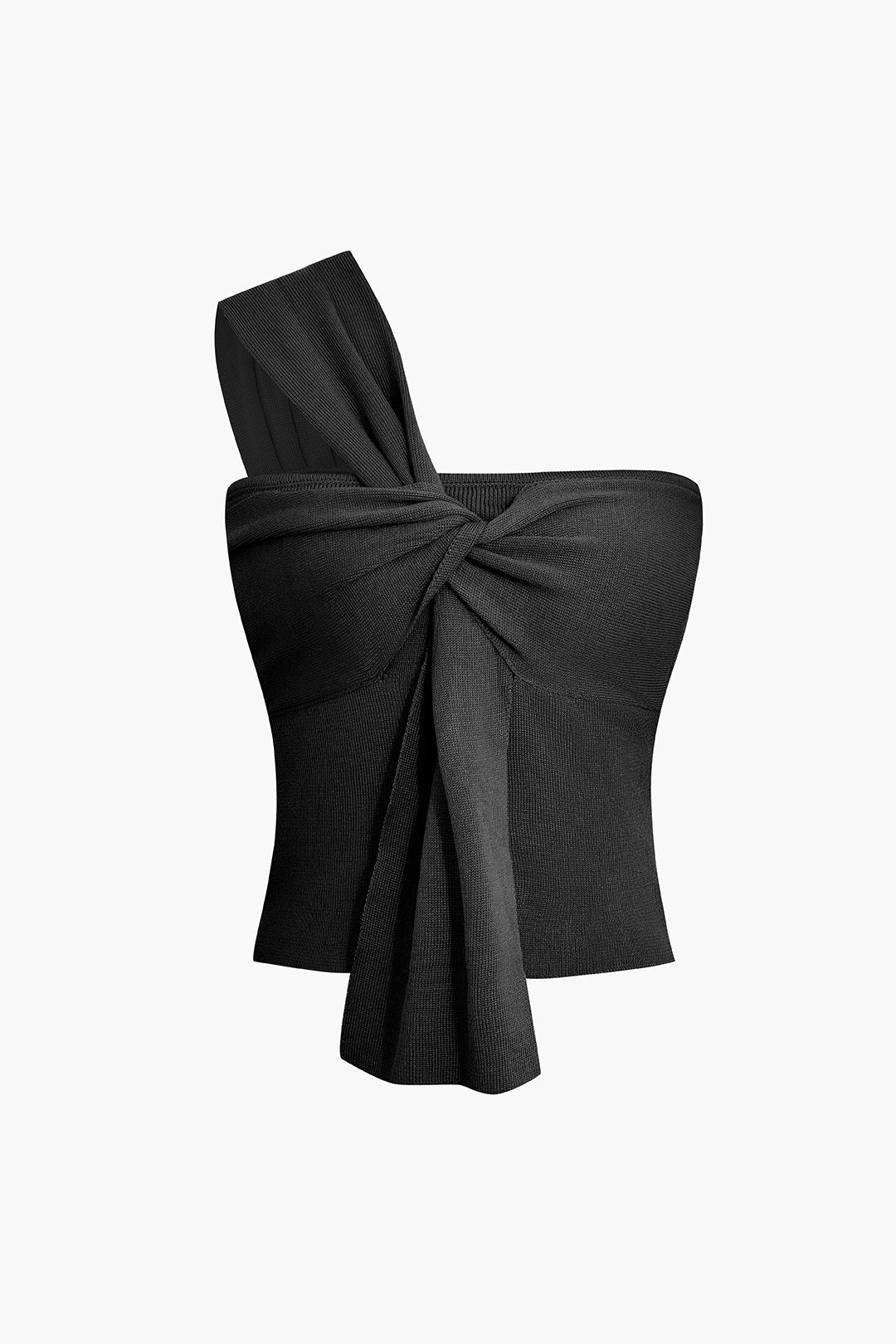 Twist One Shoulder Knit Tank Top