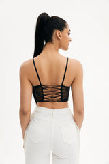 Lace Splicing Asymmetrical Hem Cami Crop Top
