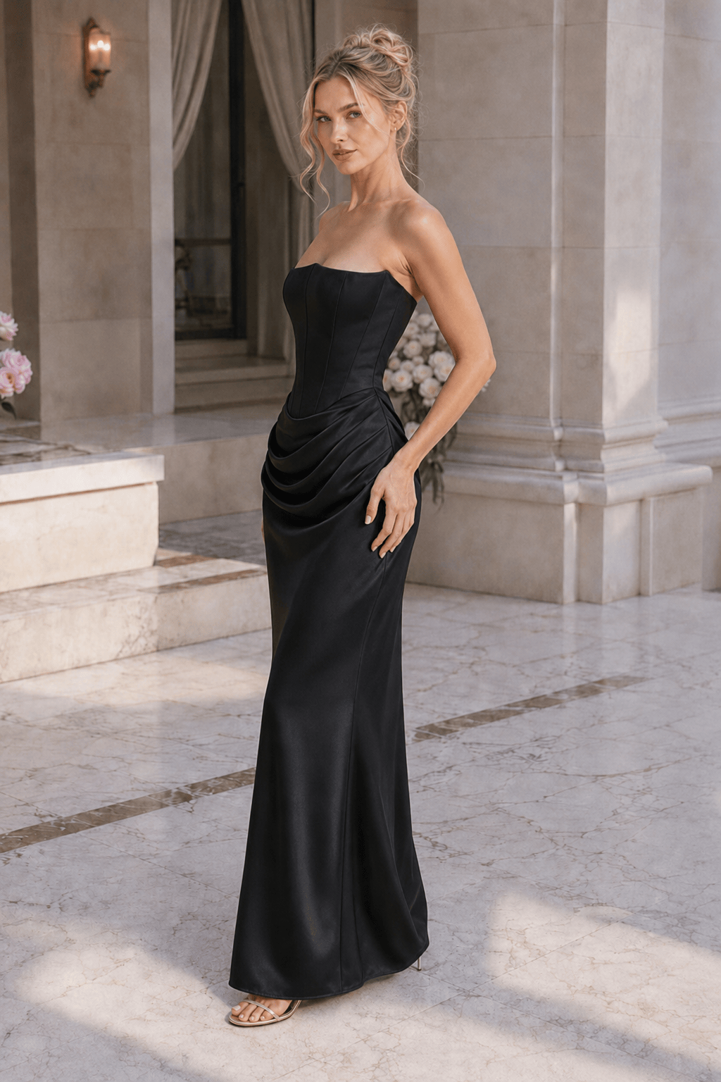 Strapless Boned Corset Bodycon Maxi Dress