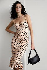 Polka Dot Ruched Slip Dress