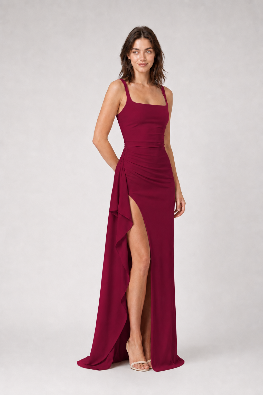 Sexy Spaghetti Strap High Slit Maxi Party Dress