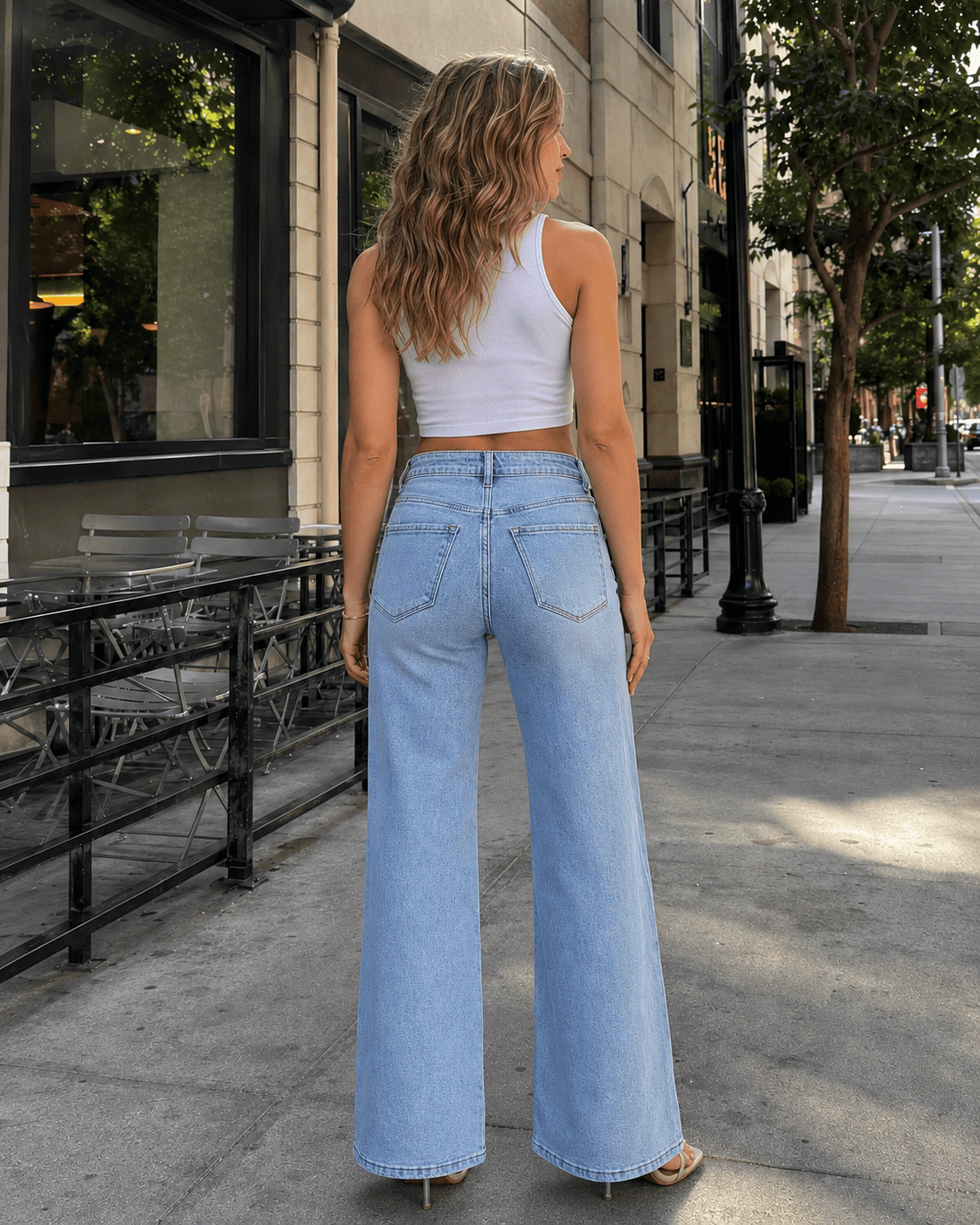 Washed Street Style Wide Leg Jeans