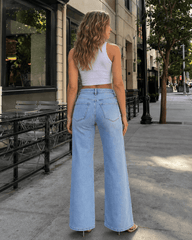Washed Street Style Wide Leg Jeans