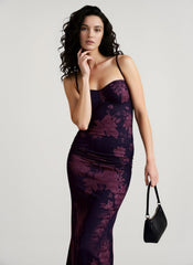 Floral Print V-Neck Sleeveless Bodycon Maxi Dress