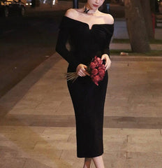 Ribbed Modal Long Sleeve Maxi Dress in Black