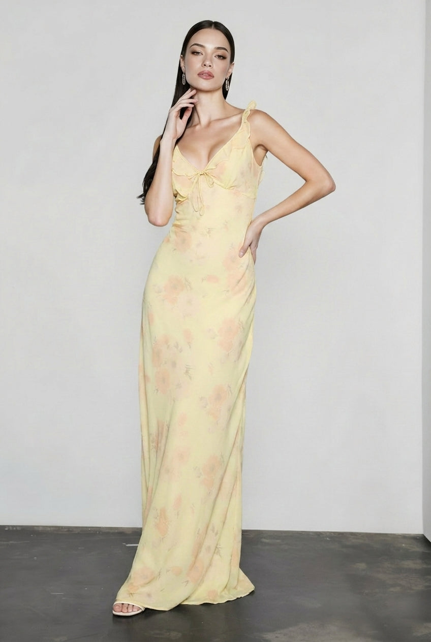 Low Cut Printed Cami Bodycon Vacation Dress
