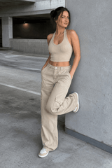 Denim Street Multi-Pocket High Waist Cargo Pants