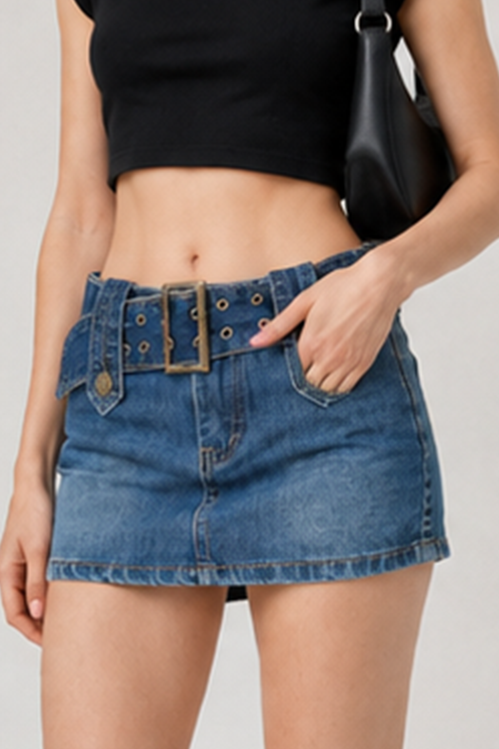 Sexy High Waist Denim Skort A Line Mini Skirt