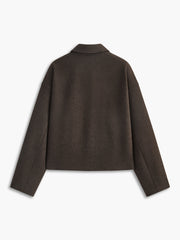 Plain Zipper Tweed Jacket