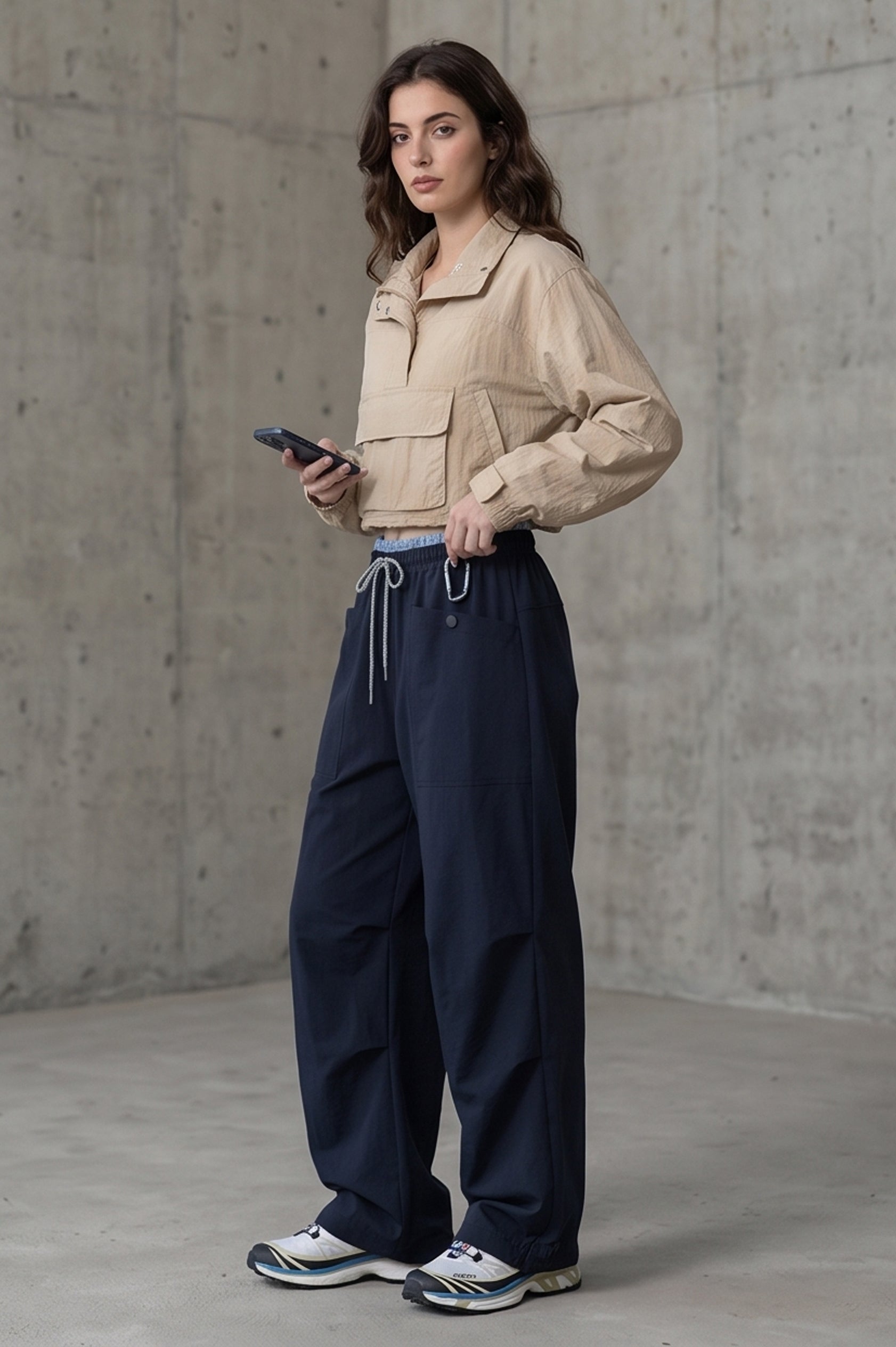 Quick Dry Cargo Wide Leg Cuffed Pants