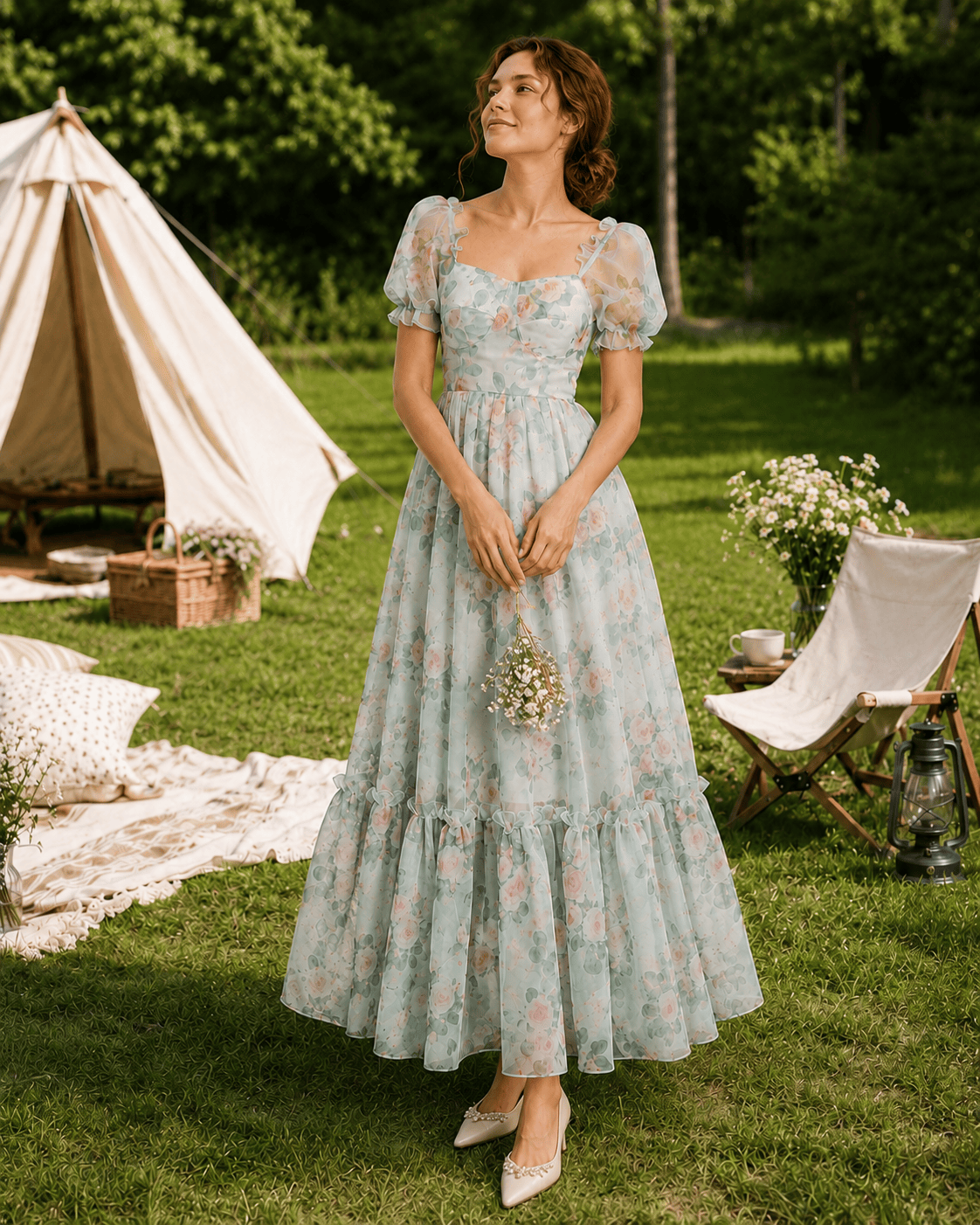 Vintage Evening Maxi Floral Dress