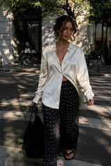 Elegant Polka Dot Straight Leg Pants