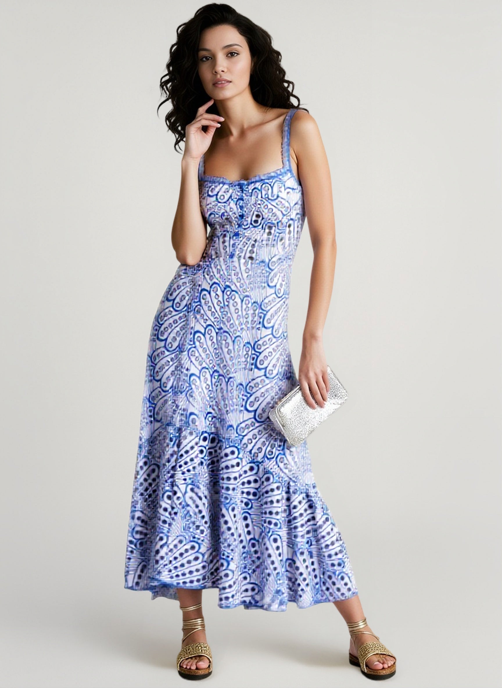 Slim Eyelet Sleeveless Vacation Dress