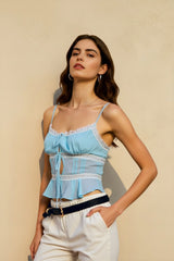 Sheer Mesh Lace Strap V Neck Cami Top