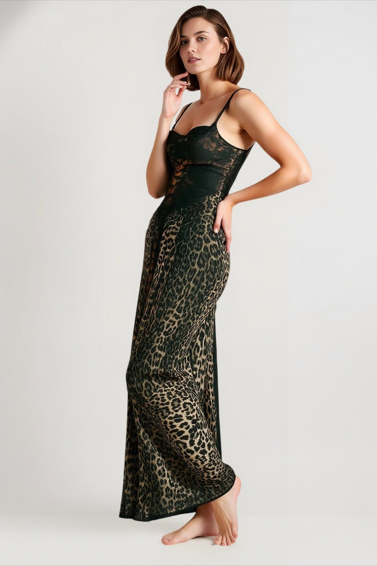 Mesh Patchwork Backless Midi Dress