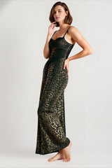 Mesh Patchwork Backless Midi Dress