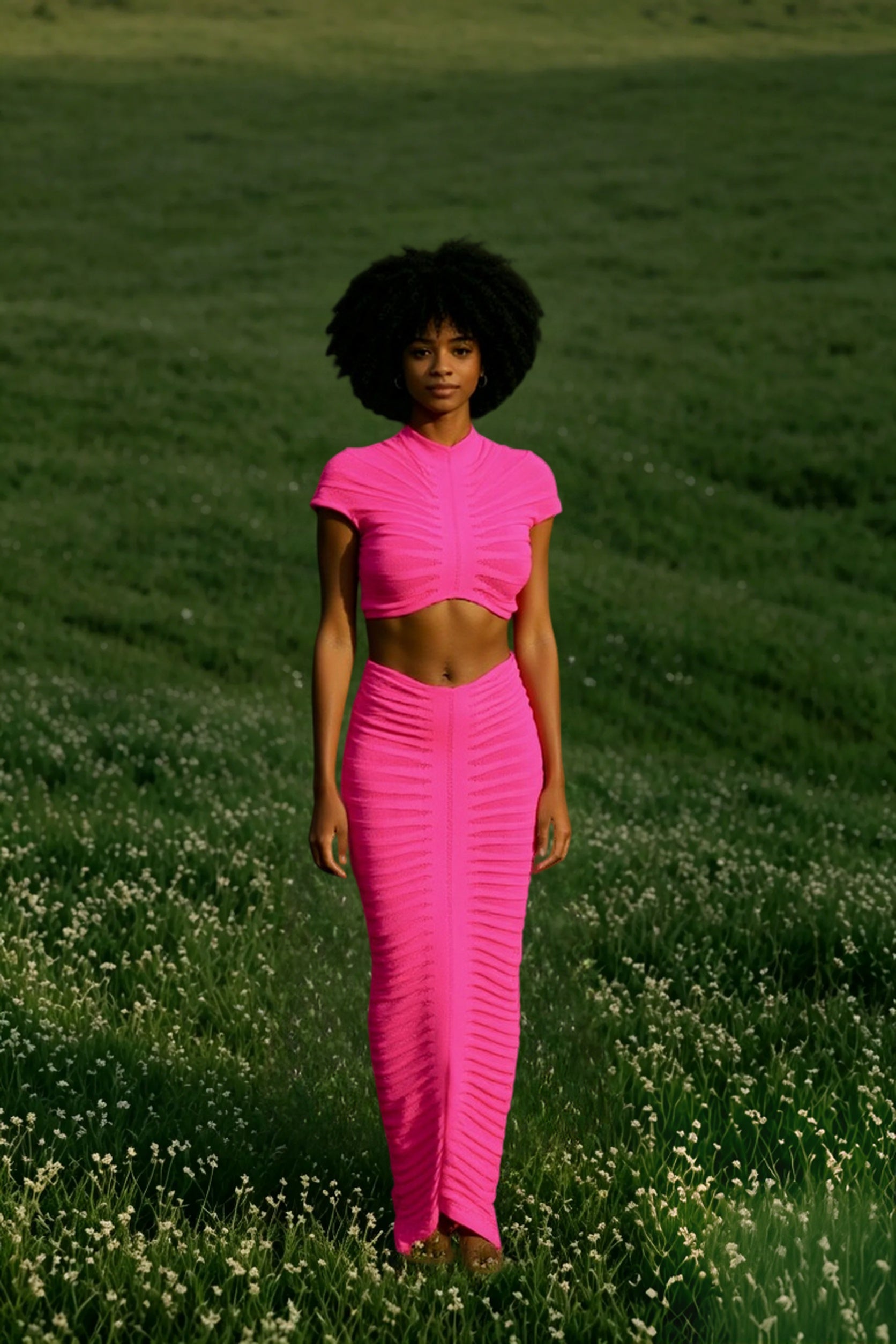Knitted Crop Top Hollow Out Design Two Piece Shorts Set