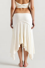 Asymmetric Hem Linen Blend Skirt