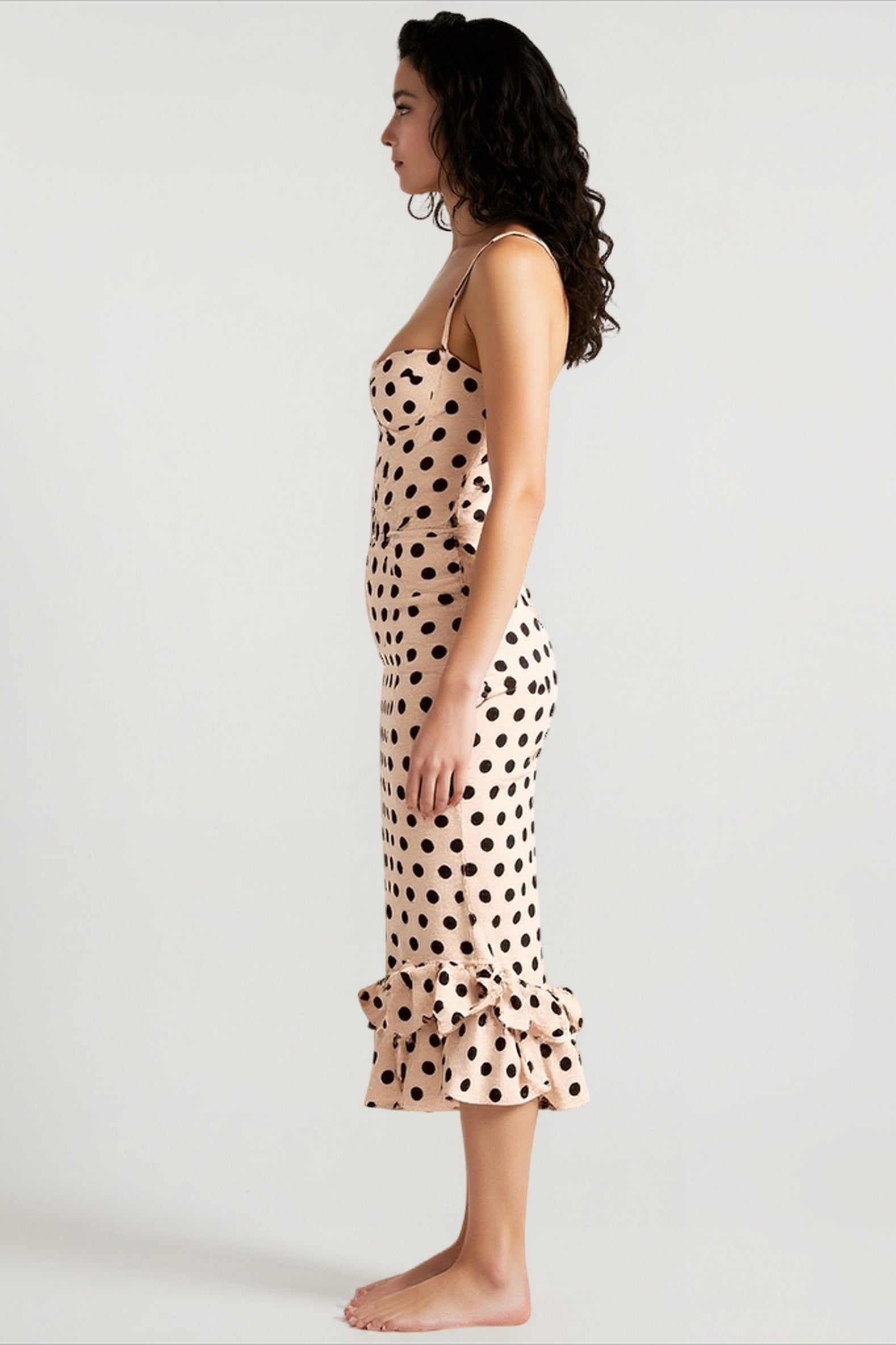 Polka Dot Ruched Slip Dress