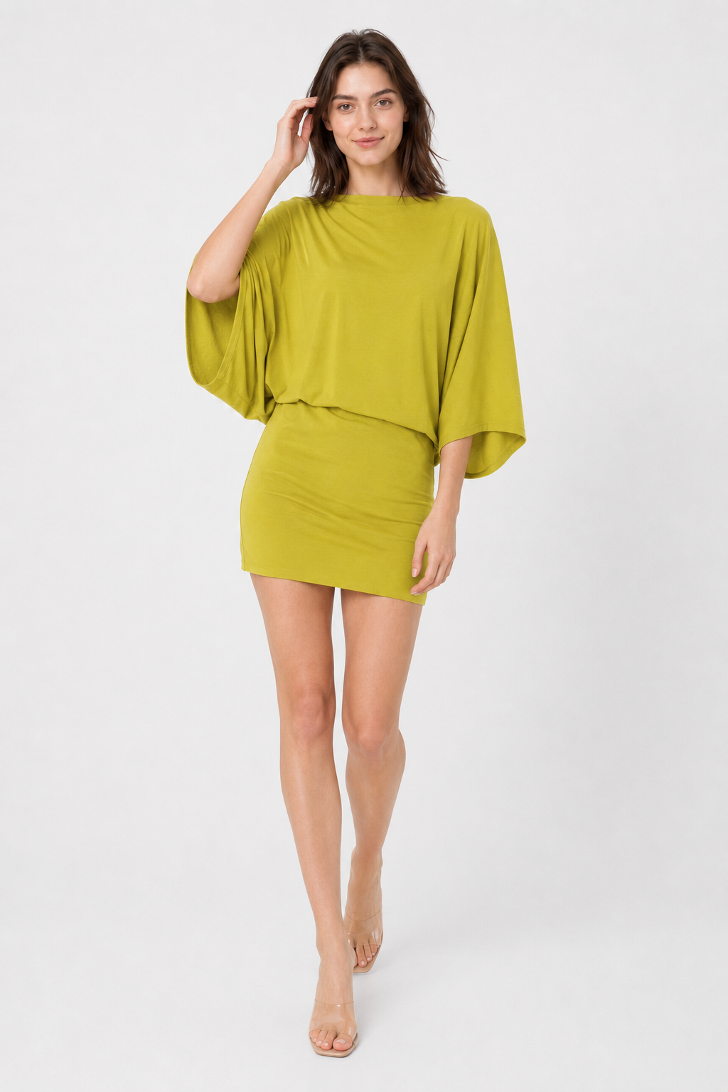 Chic Back Deep V Cowl Neck Loose Mini Dress