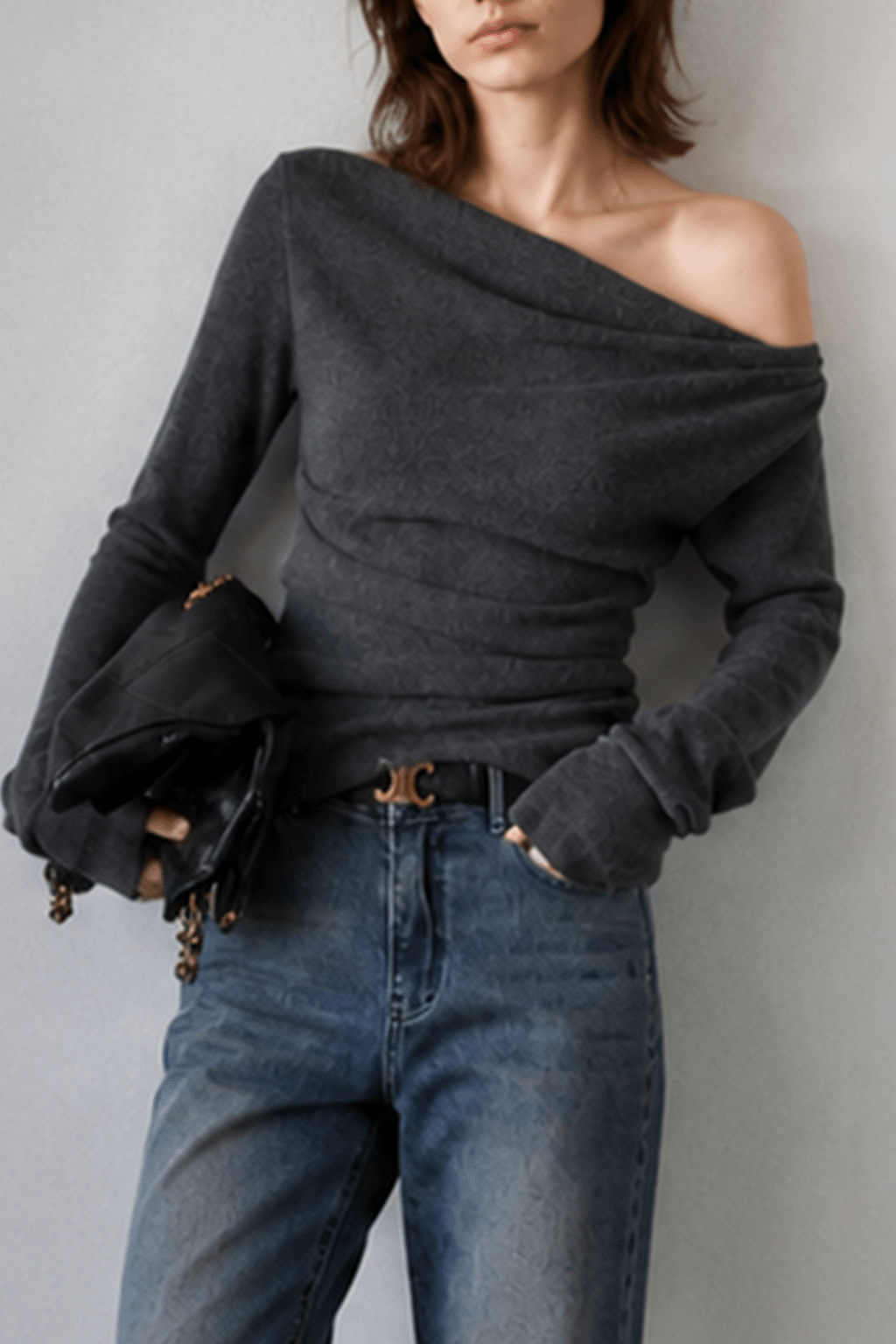 Chic Off Shoulder Fitted Knit Top