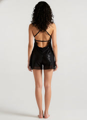 Slim Open Back Off-Shoulder Sequin Dress