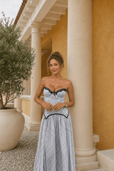 Polka Dot Bow Detail Asymmetrical Maxi Dress