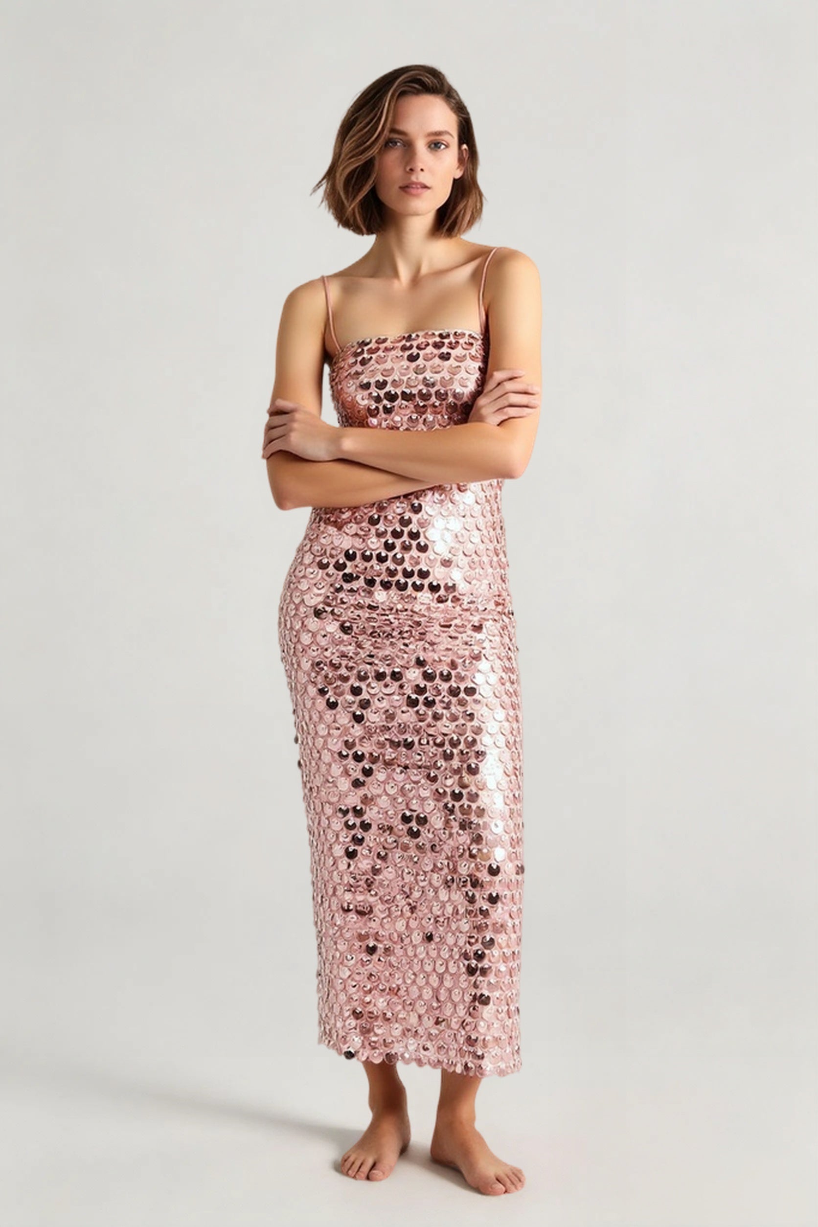 Spicy Girl Beaded Irregular Midi Dress