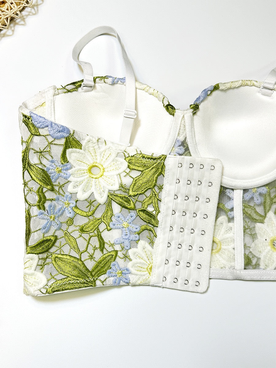 Floral Embroidered Sweetheart Corset