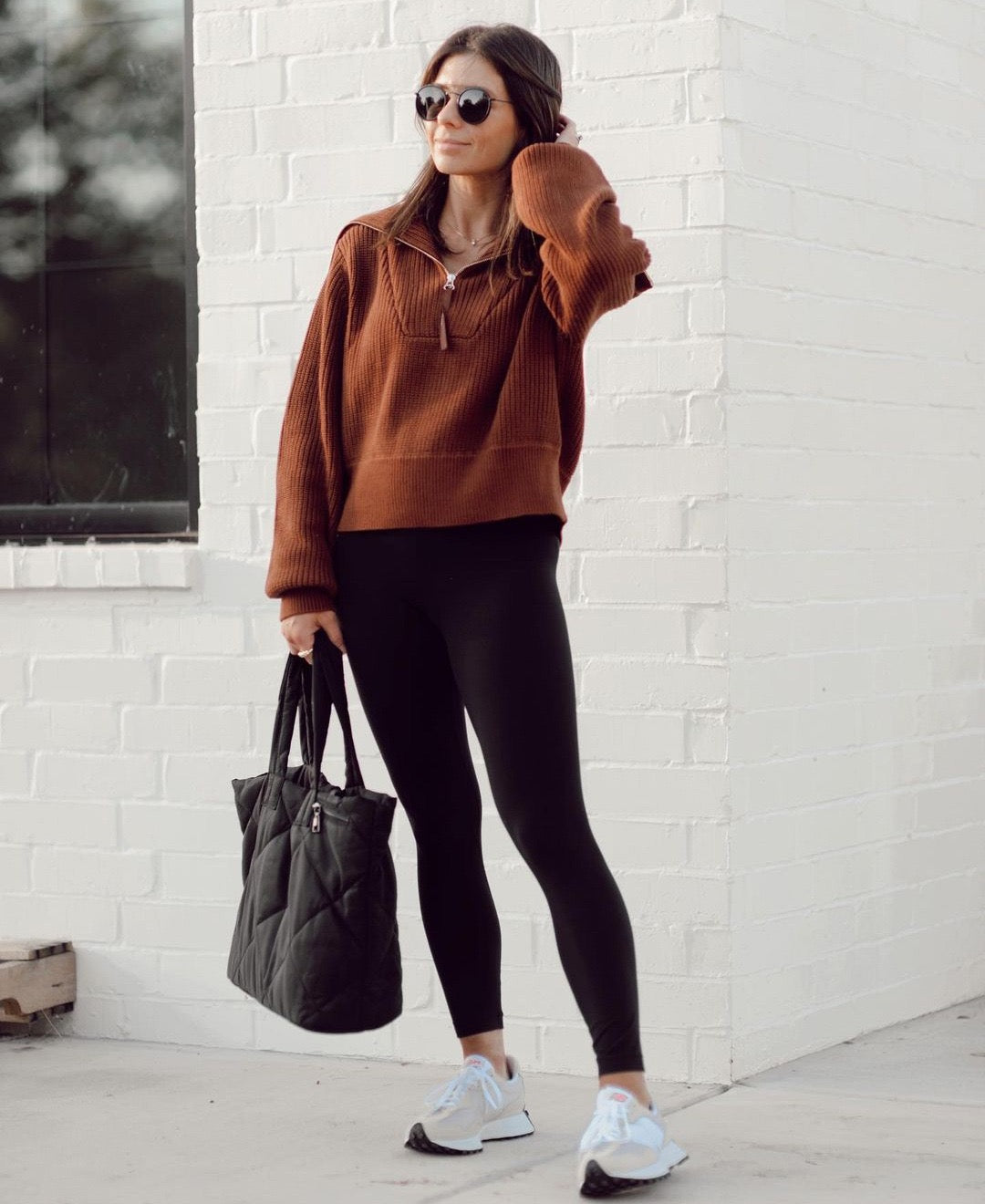 Wide Collar Half Zip Long Sleeve Sweater