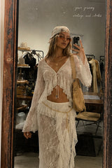 Sheer Lace Two Piece Boho Dress