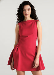 Solid Sleeveless Sexy Backless Mini Dress
