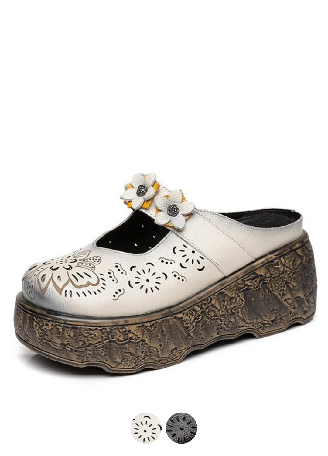 Kimberly Women's Retro Style Leather Clogs