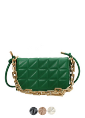 Kamel Women's  Handbag Chunky Chain Quilted Leather